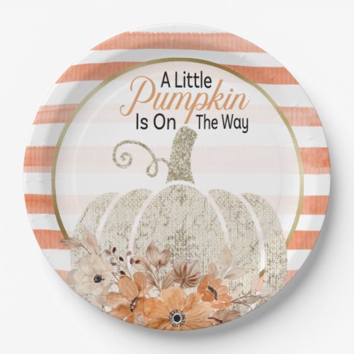 A Little Pumpkin Is On The Way _ Baby Shower  Paper Plates