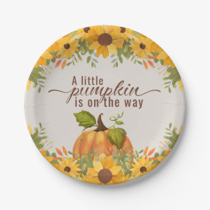 A Little Pumpkin Is On The Way Baby Shower Paper Plates