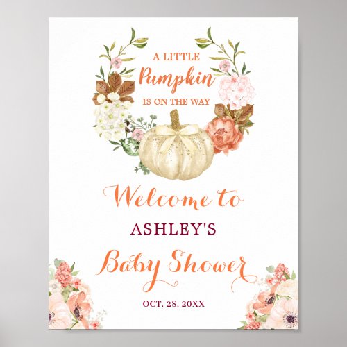 A Little Pumpkin is on the Way Baby Shower Sign