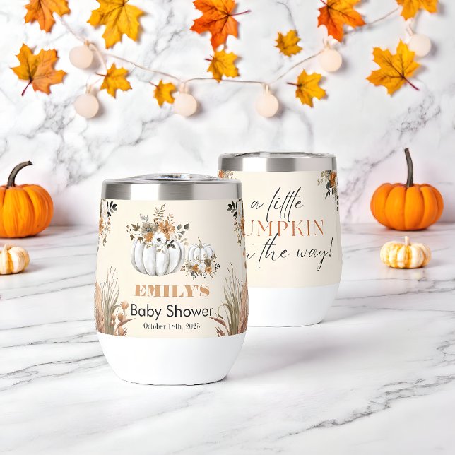 A Little Pumpkin is on the Way - Baby Shower Thermal Wine Tumbler (Creator Uploaded)
