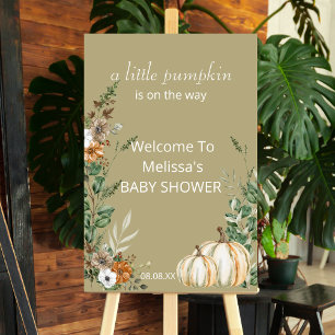 A little pumpkin is on the way baby shower welcome foam board