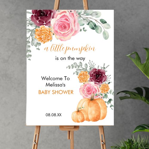 A little pumpkin is on the way baby shower welcome foam board