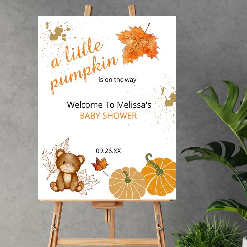 A little pumpkin is on the way baby shower welcome foam board