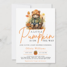 A Little Pumpkin is on the Way Bear Baby Shower