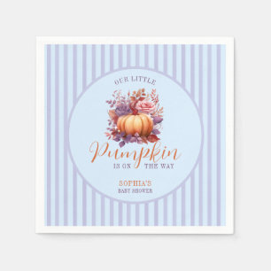 A Little Pumpkin Is On The Way Blue Baby Shower Napkins