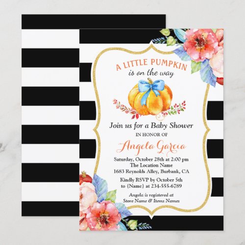 A Little Pumpkin is On the Way | Boy Baby Shower Card