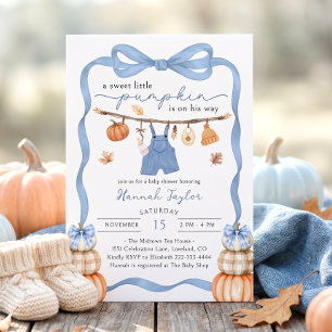 A Little Pumpkin Is On The Way Boy Baby Shower Invitation