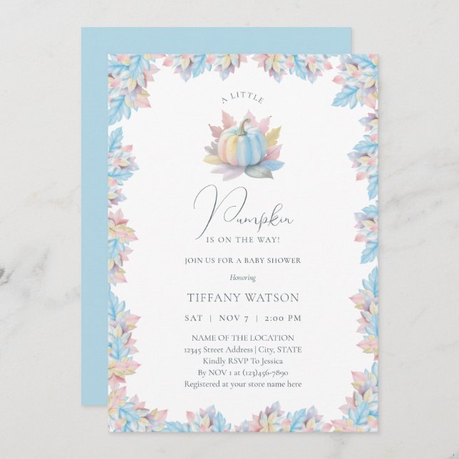 A Little Pumpkin is On The Way Boy Baby Shower Invitation (Front/Back)