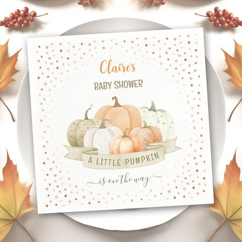 A Little Pumpkin Is On The Way Boy Baby Shower Napkins