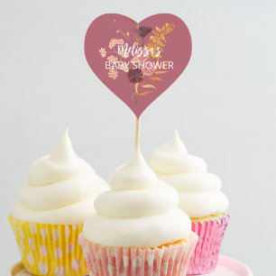 A little pumpkin is on the way cupcake topper heart sticker