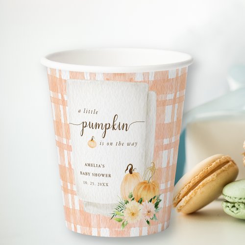 A Little Pumpkin Is On The Way Cute Baby Shower Paper Cups