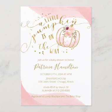 A Little Pumpkin Is On The Way Elegant Baby Shower Invitation