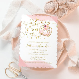 A Little Pumpkin Is On The Way Elegant Baby Shower Invitation