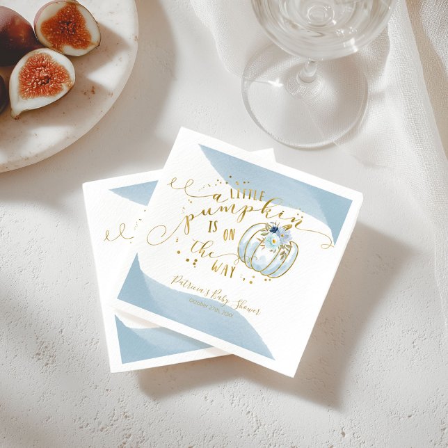 A Little Pumpkin Is On The Way Elegant Baby Shower Napkins (Creator Uploaded)