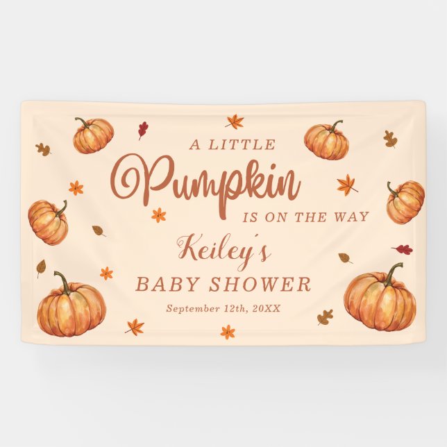 A little Pumpkin is on the way Fall Baby Shower Banner (Horizontal)