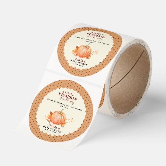  a Little Pumpkin Is on The Way Fall Baby Shower  Classic Round Sticker (Roll)