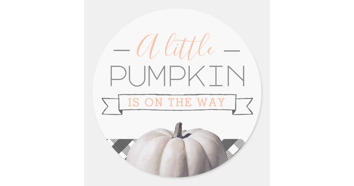 A Little Pumpkin Is On the Way Fall Baby Shower Classic Round Sticker ...