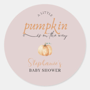 A Little Pumpkin Is On The Way Fall Baby Shower Classic Round Sticker