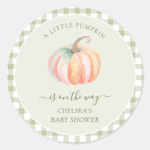 A Little Pumpkin is On The Way Fall Baby Shower Classic Round Sticker