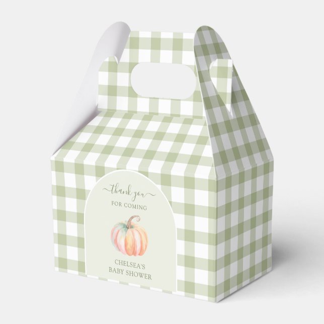 A Little Pumpkin is On The Way Fall Baby Shower Favor Boxes (Front Side)