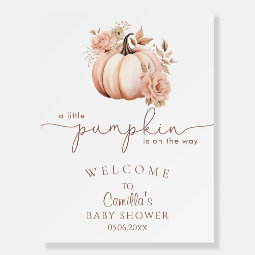 'A Little Pumpkin Is On Her Way' Banner – Rosa & Gold, Herbst-Geburtstagsdeko Für Mädchen