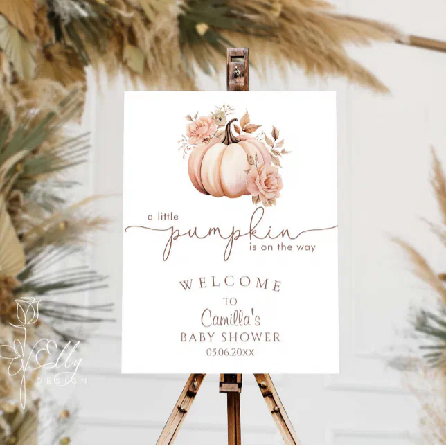 A Little Pumpkin Is On The Way Fall Baby Shower Foam Board Zazzle