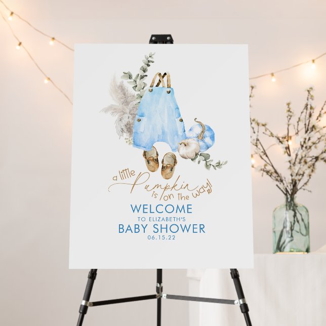 A Little Pumpkin Is On The Way Fall Baby Shower Foam Board (In Situ (Stand))