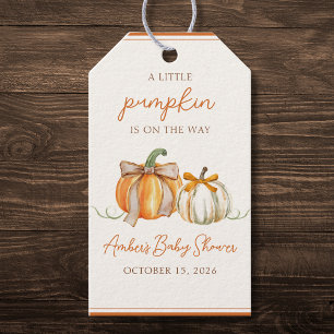 A Little Pumpkin is on the Way! Fall Baby Shower Gift Tags