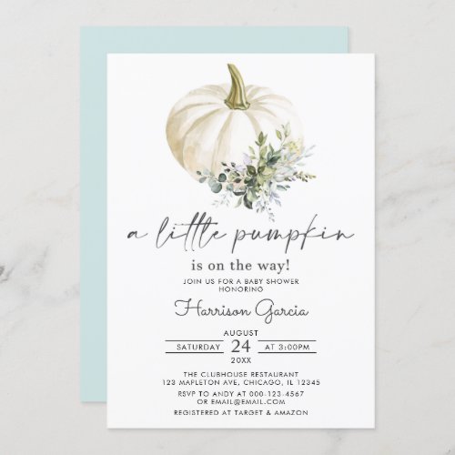 A Little Pumpkin is on the way Fall Baby Shower In Invitation
