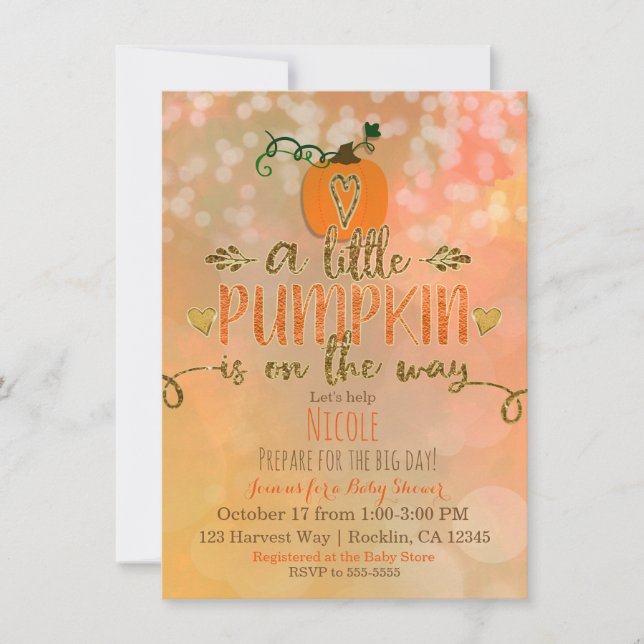A little Pumpkin is on the Way Fall Baby Shower Invitation (Front)