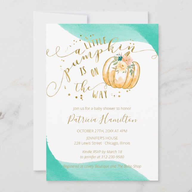 A Little Pumpkin Is On The Way Fall Baby Shower Invitation (Front)