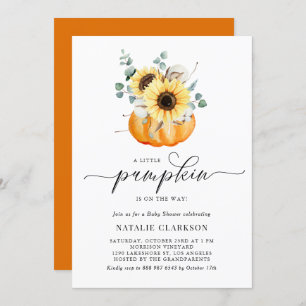 A Little Pumpkin Is On The Way Fall Baby Shower Invitation