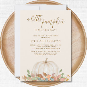 A Little Pumpkin Is On The Way Fall Baby Shower  Invitation