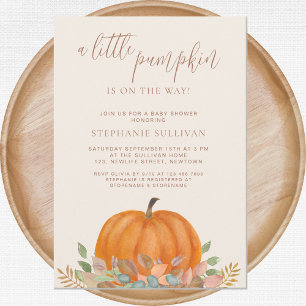 A Little Pumpkin Is On The Way Fall Baby Shower Invitation