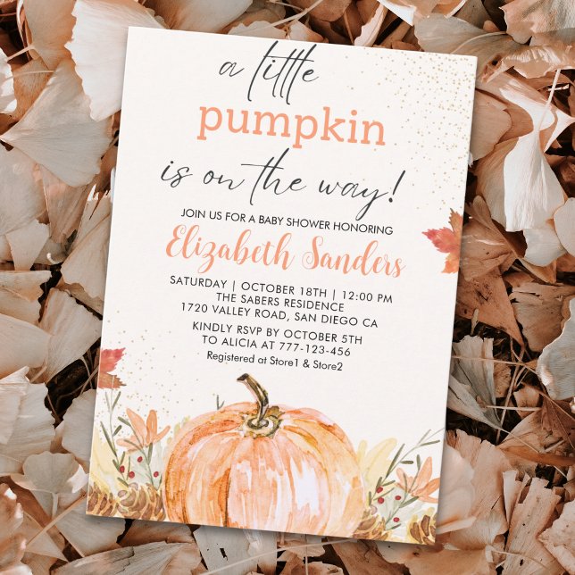 A Little Pumpkin Is on The Way, Fall Baby Shower Invitation (Creator Uploaded)