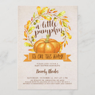 A Little Pumpkin is on the Way Fall Baby Shower Invitation