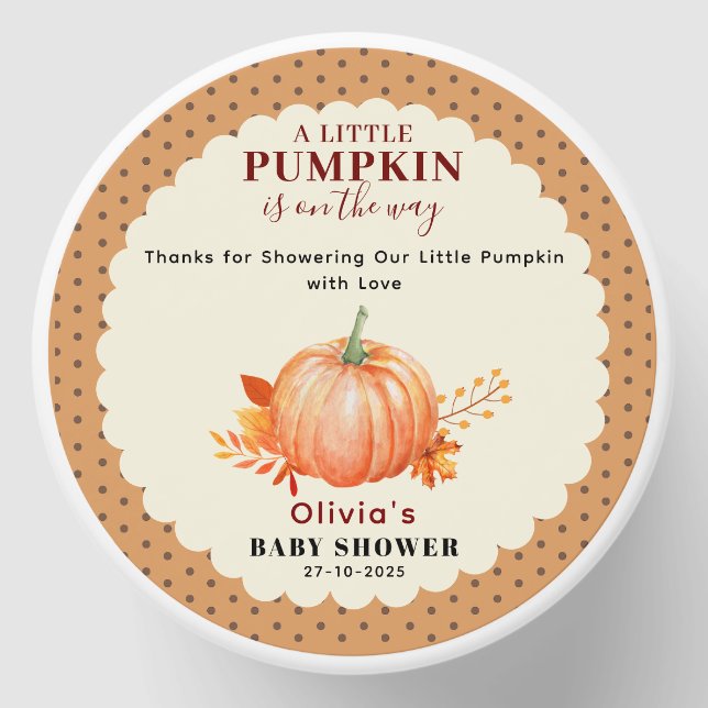  a Little Pumpkin Is on The Way Fall Baby Shower  Mini Candle Favors (Front)