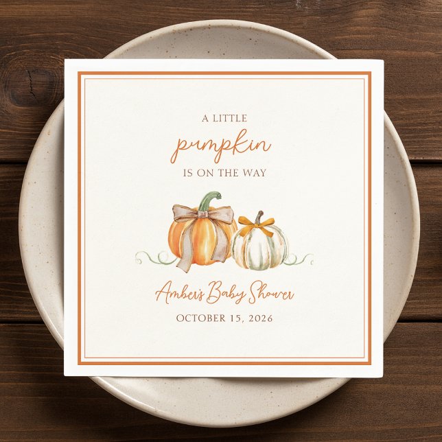 A Little Pumpkin is on the Way! Fall Baby Shower Napkins (Creator Uploaded)
