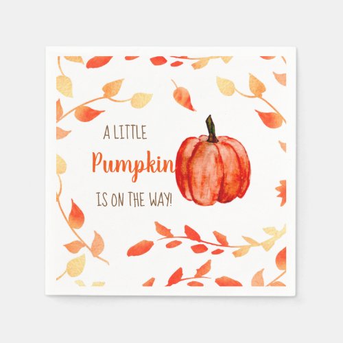 A Little Pumpkin is on the way Fall Baby Shower Napkins