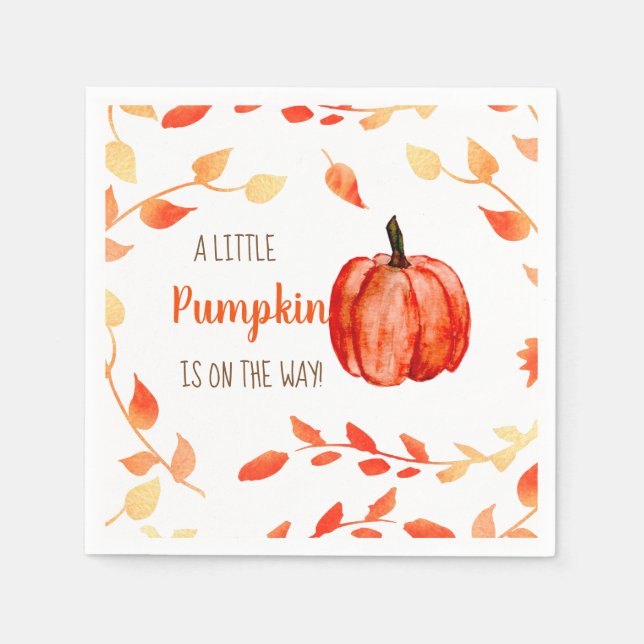 A Little Pumpkin is on the way Fall Baby Shower Napkins (Front)