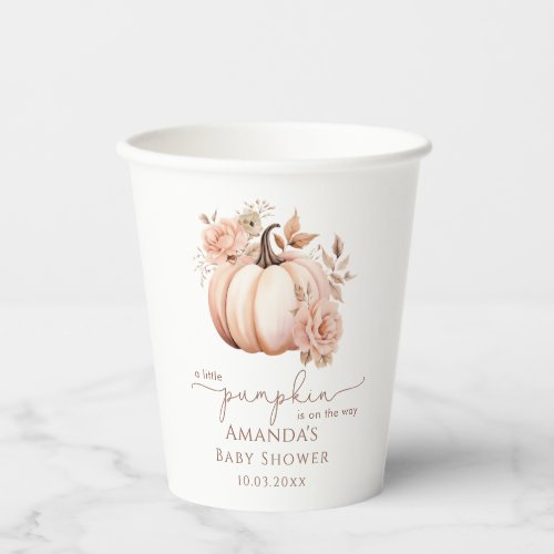 A Little Pumpkin Is On The Way Fall Baby Shower Paper Cups