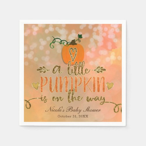 A little Pumpkin is on the Way Fall Baby Shower Paper Napkins