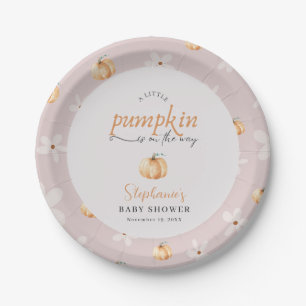 A Little Pumpkin Is On The Way Fall Baby Shower Paper Plates