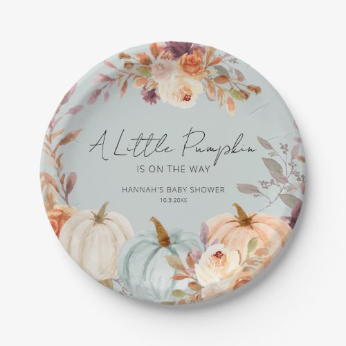 A Little Pumpkin is on the Way Fall Baby Shower Paper Plates