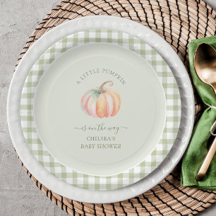 A Little Pumpkin is On The Way Fall Baby Shower Paper Plates