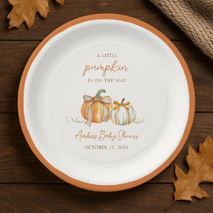 A Little Pumpkin is on the Way! Fall Baby Shower Paper Plates