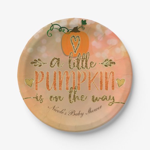 A little Pumpkin is on the Way Fall Baby Shower Paper Plates