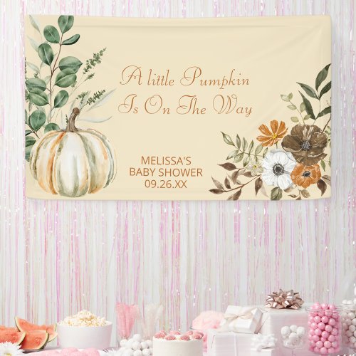 A little pumpkin is on the way Fall Rustic Banner