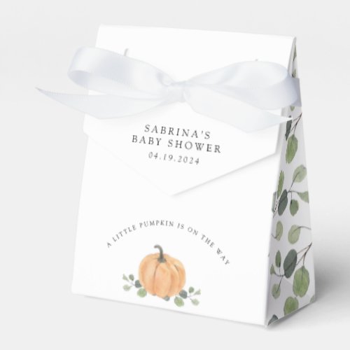 A Little Pumpkin Is on the way Fall Watercolor Favor Boxes