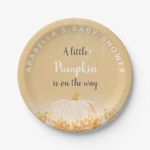 A Little Pumpkin is on the way gender neutral Paper Plates